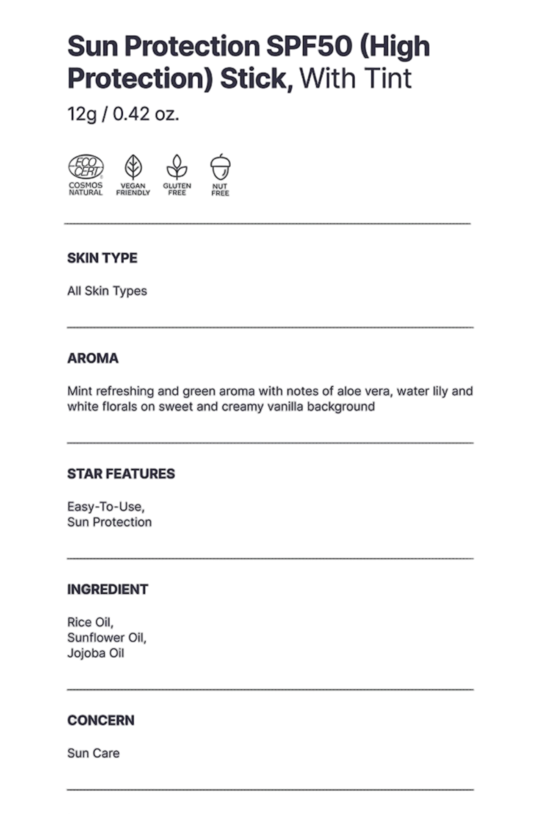 SYLIA - Sun Protection SPF50 Stick, with tint